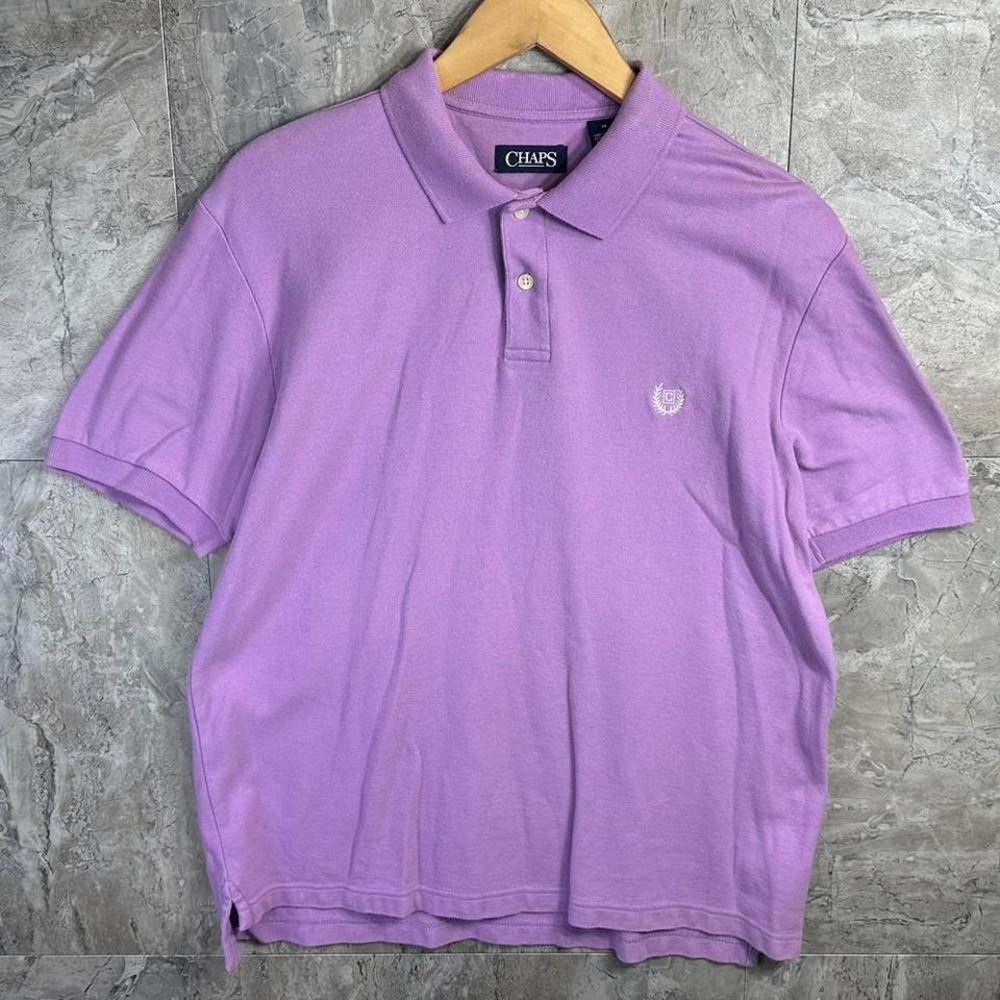 CHAPS Mens Size Med Light Purple Cotton Polo Shirt